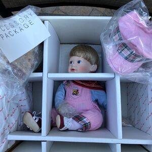 NEW IN THE BOX Collectible Danbury Mint Jimmy Conductor Porcelain Doll w/Train